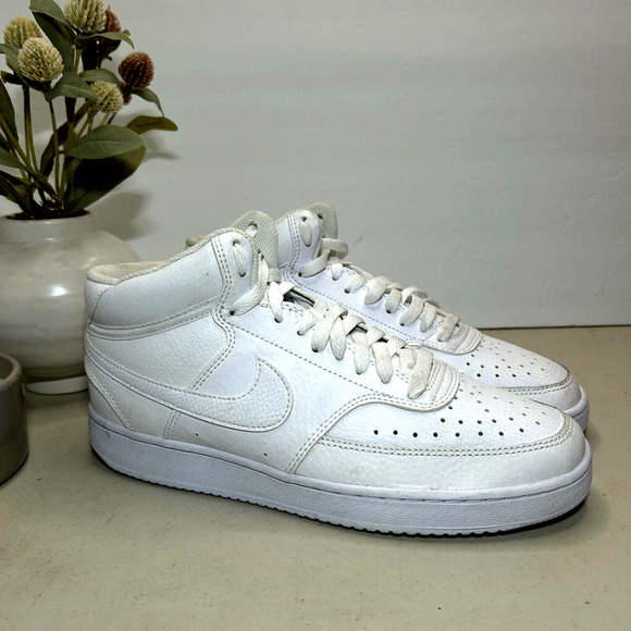 Nike Court Vision Mid Sneaker Lace Up Triple White CD5466-100 Men's US 8.5